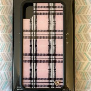 iPhone XR wildflower pink and black plaid case